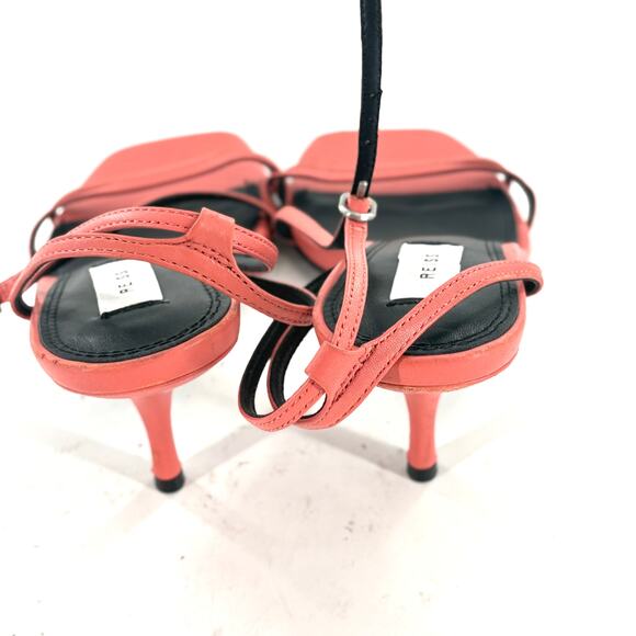 REISS Bali Leather Strappy Heels 9 Coral Pink NWOT Sandals Cocktail Glam - Picture 7 of 9